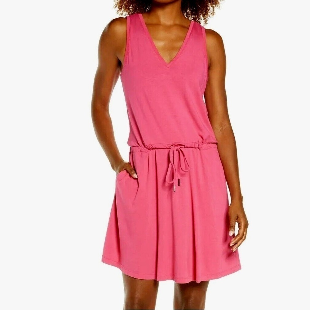Sweaty Betty Take It Easy Drop Waist Dress in Tayberry Pink Tennis Pickleball
